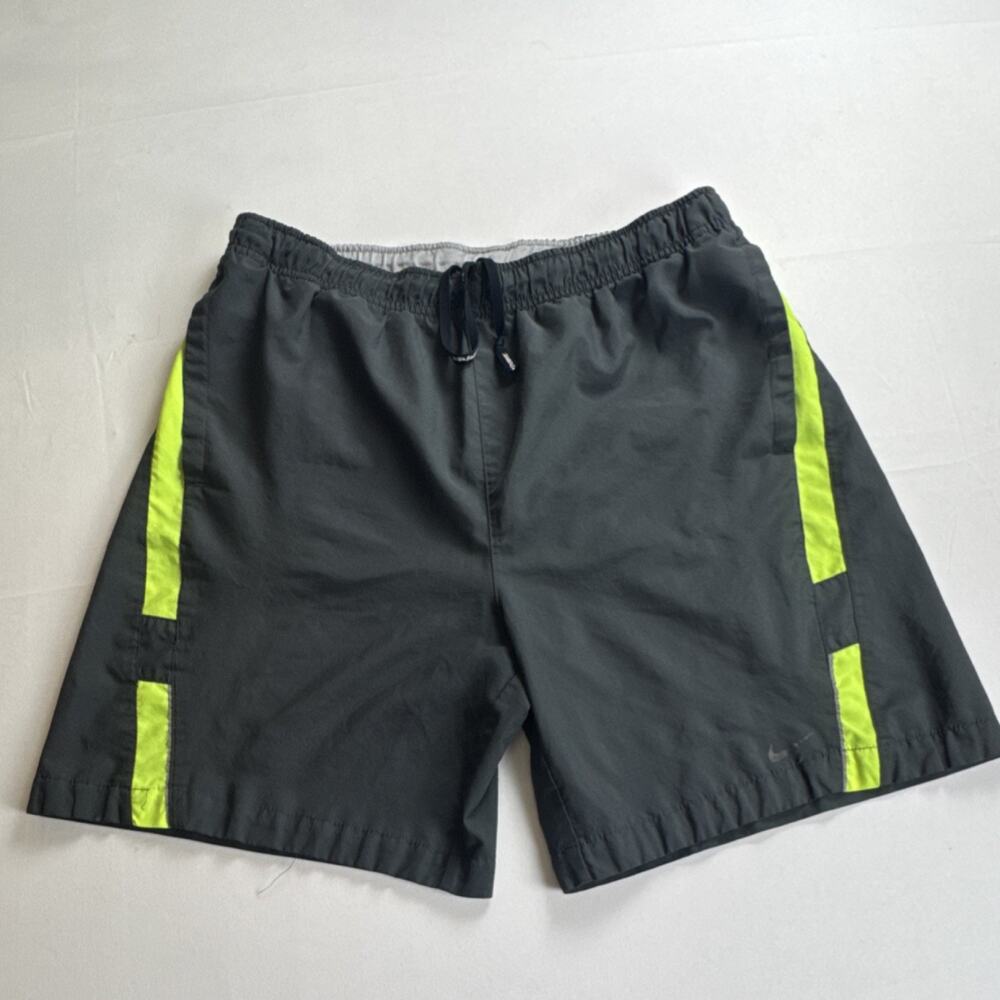Nike Dri-FIT Shorts Men’s Medium Black Gray Neon Athletic Training Gym Lined